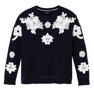 Victoria Beckham x Target Navy Sweatshirt White Floral Appliqué
